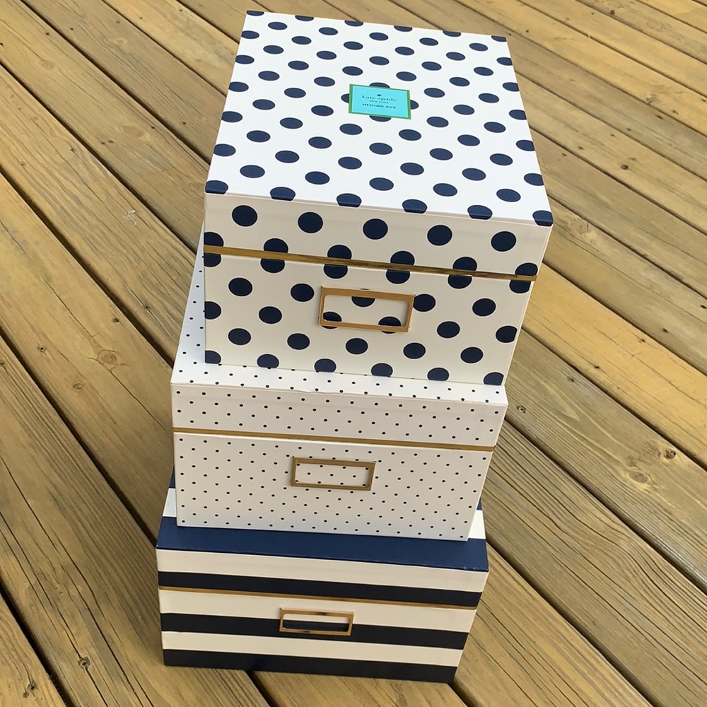 Kate Spade Nesting Boxes! Navy Stripe Full Set!